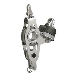Garhauer 3 / 8'' Fiddle block with becket, clam cleat and shackle 