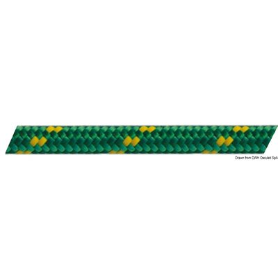 Osculati Polyester 8mm double braided rope green with yellow tracer