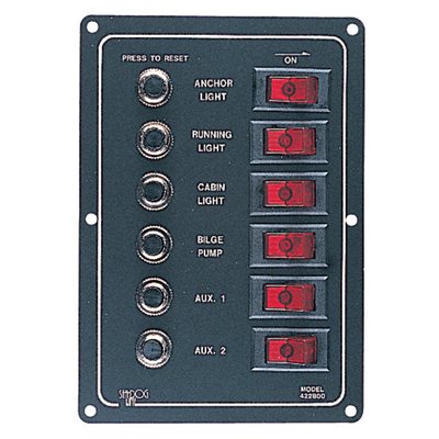 Sea-Dog Economical 12V DC breaker panel 6 circuits