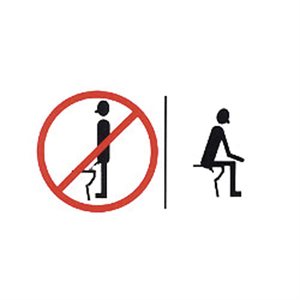 Sit to pee' sign