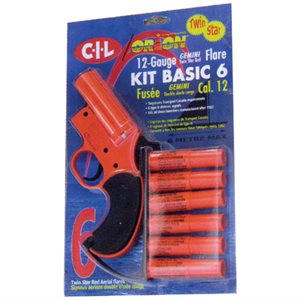 Flare kit gun with 6 twin cartridges