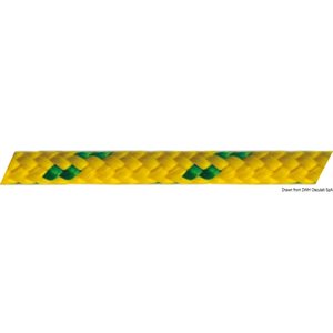 Cordage Osculati double tressage 10mm jaune et traceur vert